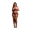 2-delige Zwarte Lingerieset met Beugel BH en Vetersluiting Slip- Plus Size