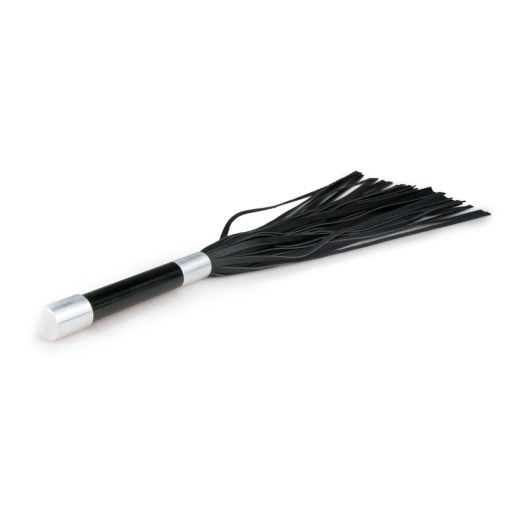 Lange Flogger met handvat in het zwart - Afbeelding 3