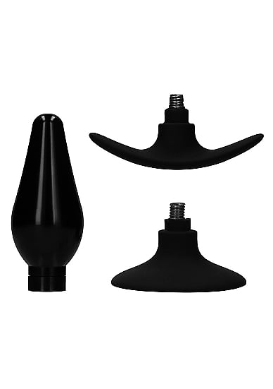 Interchangeable Butt Plug Set - Pointed Medium - Zwart