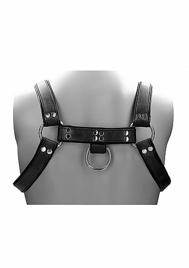 Pain - Leather Male Chest Harness - Zwart