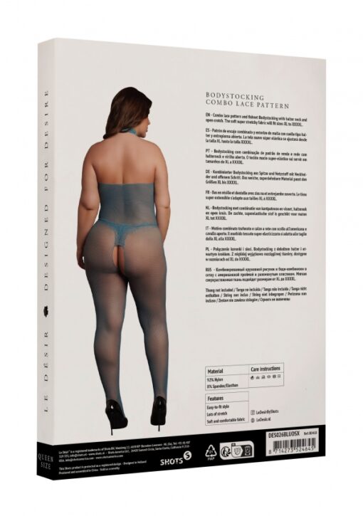 Le Desir - Bodystocking van visnet en kant - Ocean Blue Plus Size - Afbeelding 8