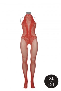 Bodystocking van visnet en kant - Plus Size