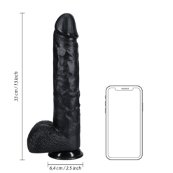 Extra Large Dildo met Ballen 33 cm - Zwart