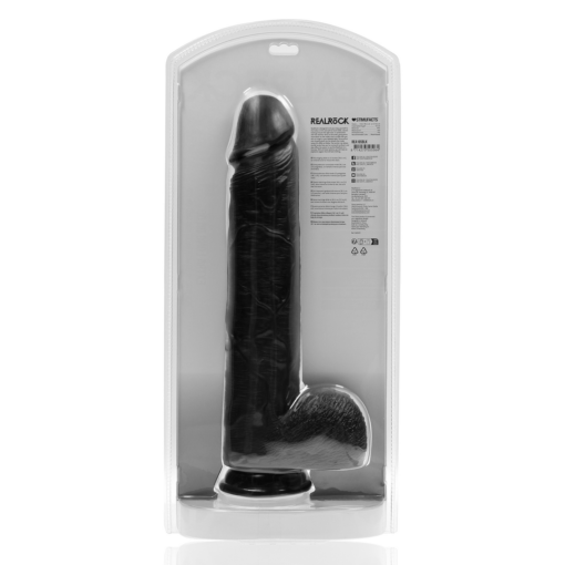 Extra Large Dildo met Ballen 38 cm - Zwart