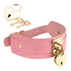 Hartvormige Collar met slot en sleutel - Roze