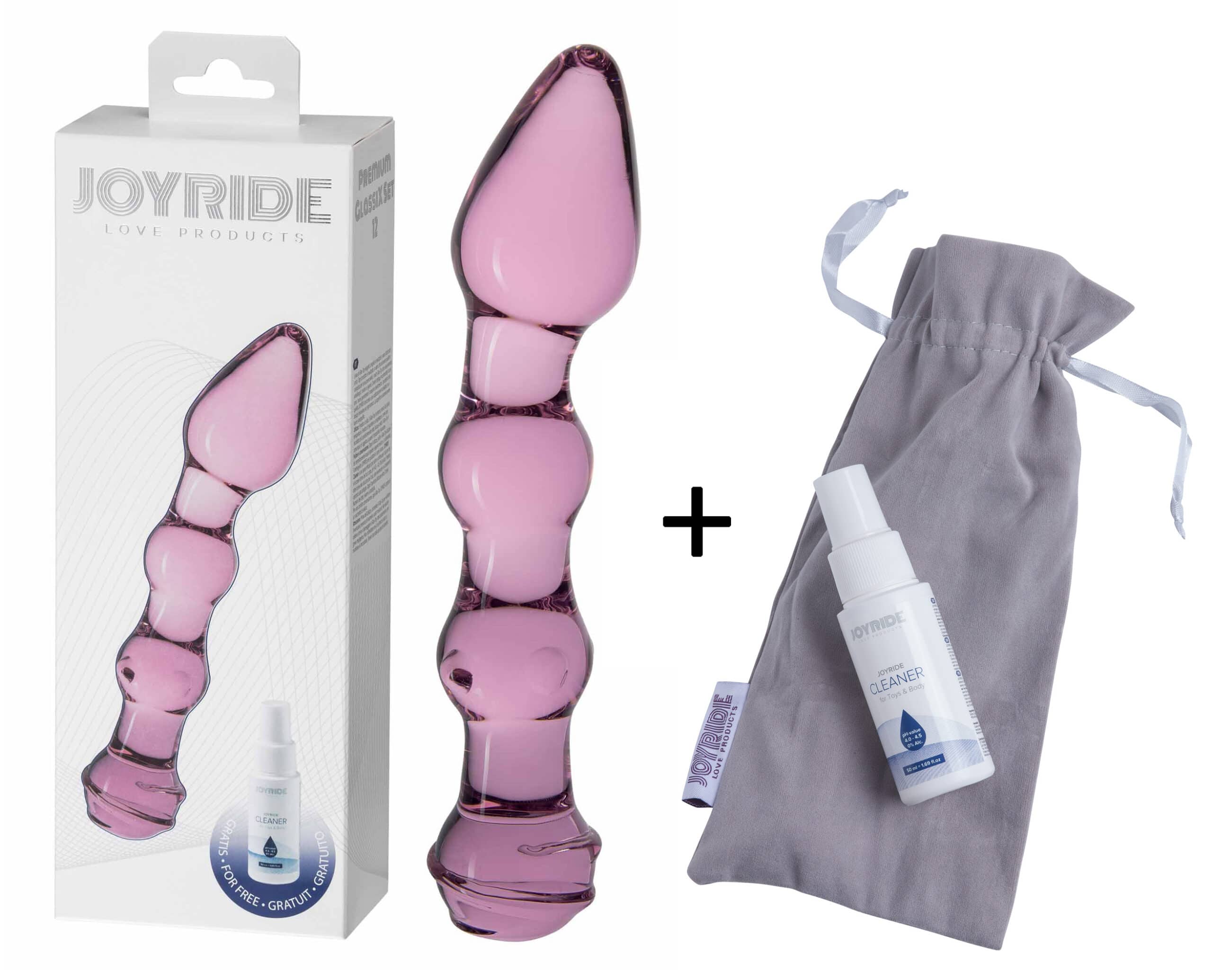 Joyride - Glazen Roze Dildo voor vaginaal en anaal gebruik - GlassiX Set 12