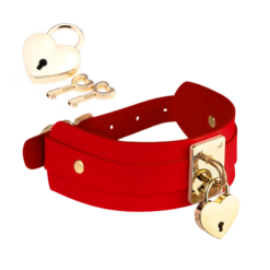 Kinky Diva – Hartvormige Collar met slot en sleutel - Rood