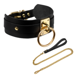 Kinky Diva – Lederen Collar met O-ring en Riem