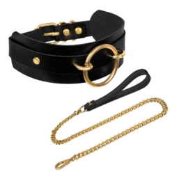 Kinky Diva – Lederen Halsband met O-ring en Riem