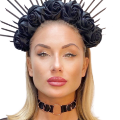 Kinky Diva – Multi Ring Collar Zwart met Goud