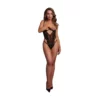 Le Desir Amour - Zwarte Kant Bodysuit met Beugel en Open Cups