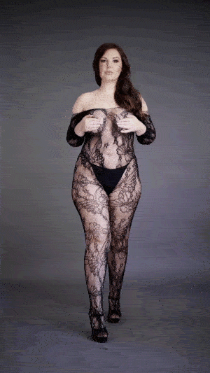 Le Desir - Bodystocking met kanten mouwen - Zwart One Size Plus Size