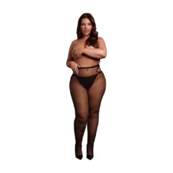 Le Desir- Glimmende panty - Zwart Plus Size