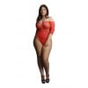 Le Desir - Strass Steen Off shoulder Body Plus Size - Rood
