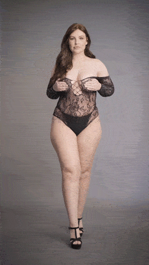 Le Desir - Wonder Strass Bodysuit Plus Size - Zwart