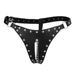 Leren Kuisheids Tanga met Ketting Detail