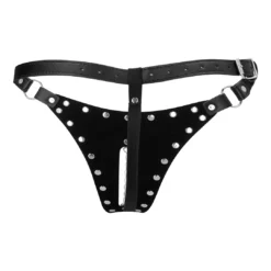 Leren Kuisheids Tanga met Ketting Detail