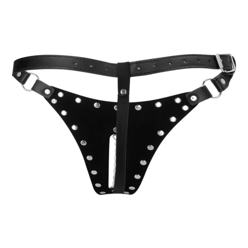 Leren Kuisheids Tanga met Ketting Detail