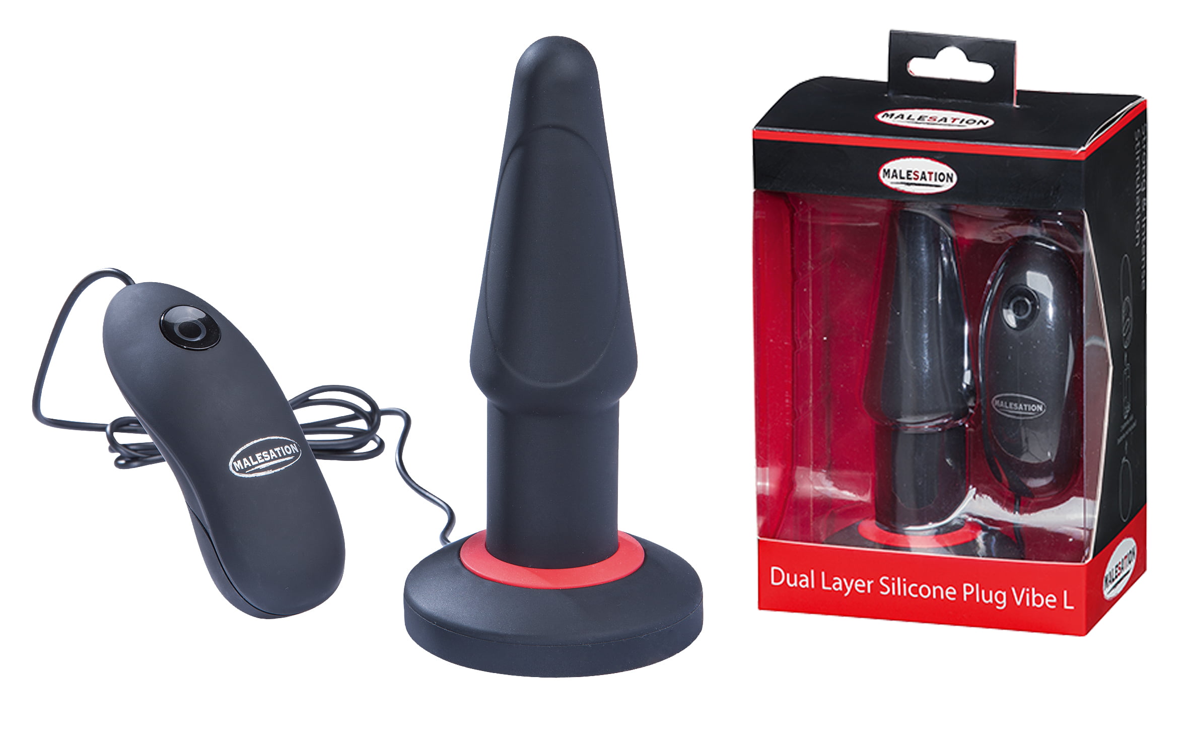 Malesation - Dual Layer Silicone Butt Plug met Vibratie - Large