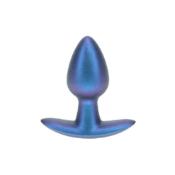 Ouch! Gladde Siliconen Buttplug 2.7 cm - Metallic Blauw