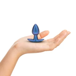 Ouch! Gladde Siliconen Buttplug 2.7 cm - Metallic Blauw