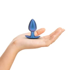 Ouch! Gladde Siliconen Buttplug 3.4 cm - Metallic Blauw