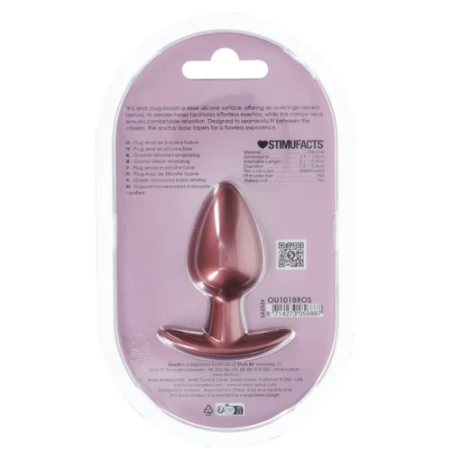Ouch! Gladde Siliconen Buttplug 3.4 cm - Rose Goud