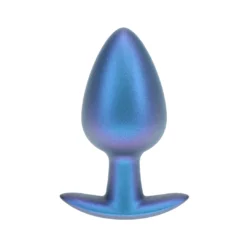 Ouch! Gladde Siliconen Buttplug 4 cm - Blauw Metallic