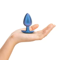 Ouch! Gladde Siliconen Buttplug 4 cm - Blauw Metallic