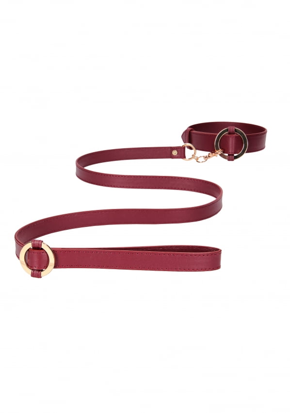 Ouch Halo - Luxe Collar met Riem - Burgundy