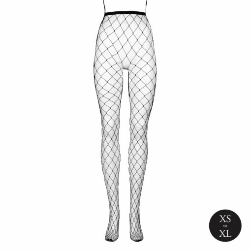 Panty versierd met breed visnet patroon