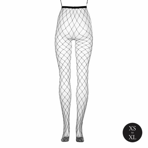 Panty versierd met breed visnet patroon