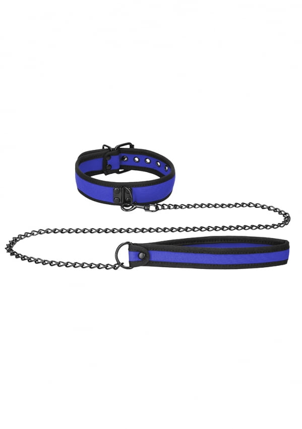 Puppy Play Halsband met Riem - Blauw