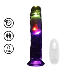 RealRock - LED Realistische Rechte Vibrator 20 cm en Zuignap