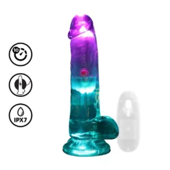 RealRock - LED Realistische Vibrator met ballen 15 cm en Zuignap