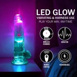 RealRock - LED Realistische Vibrator met ballen 15 cm en Zuignap