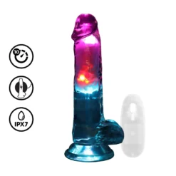 RealRock - LED Realistische Vibrator met ballen 18 cm en Zuignap