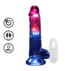 RealRock - LED Realistische Vibrator met ballen 20 cm en Zuignap