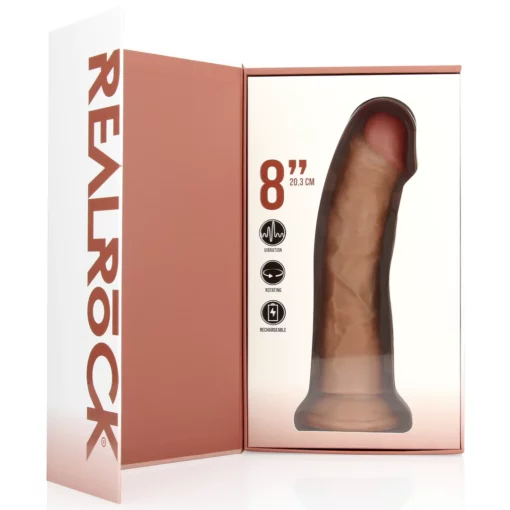 RealRock- Vibrerende En Roterende Vibrator 20.5 cm – Tan