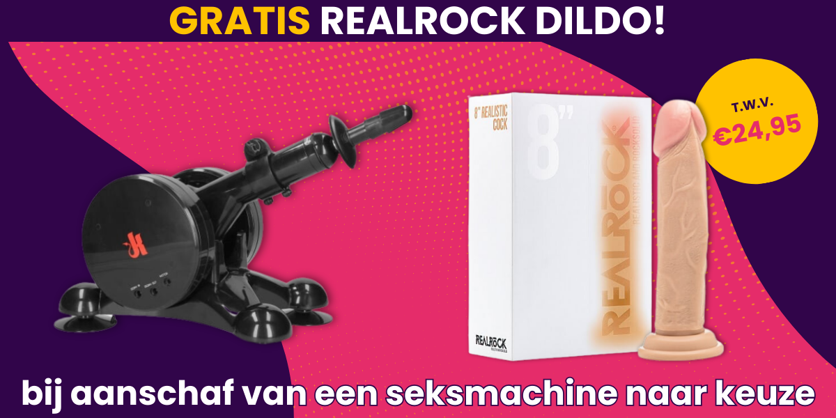 Ontvang een gratis Realrock dildo bij aanschaf van een sexmachine naar keuze