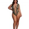 Teddy met V hals - Midnight Green Plus Size