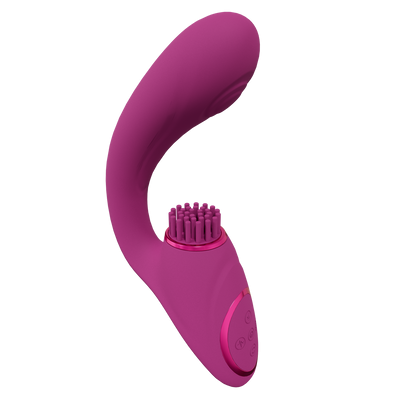 Gen - Triple Motor G-Spot Vibrator with Pulse Wave and Vibrating Bristles - Pink