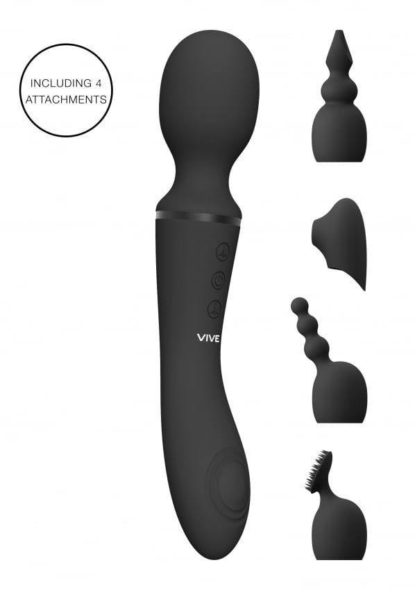 Vive Nami - Dubbelzijdige Wand en clitoris Vibrator - Zwart