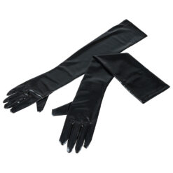 Zwarte lange wetlook handschoenen